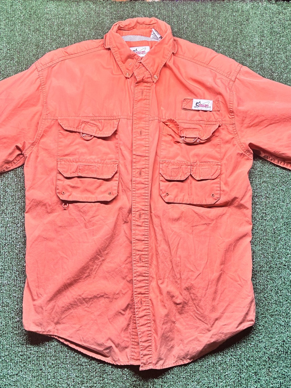 Simms Short Sleeve Utility Shirt in Coral/Salmon